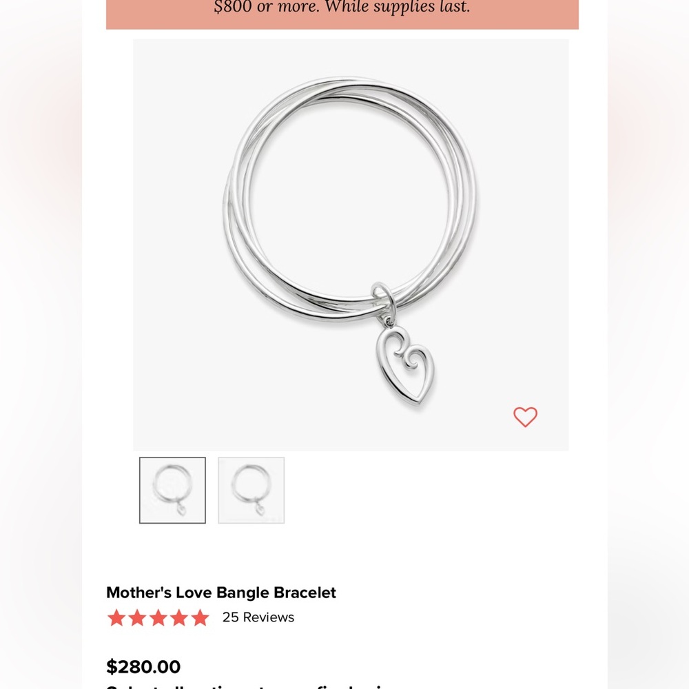 James Avery Mother's Love Bangle Bracelet Sterling Silver- size small